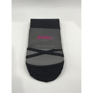 MEMOI Women's Black Solid Semi Sheer Criss-Cross Cutout Foot Tights SZ S/M